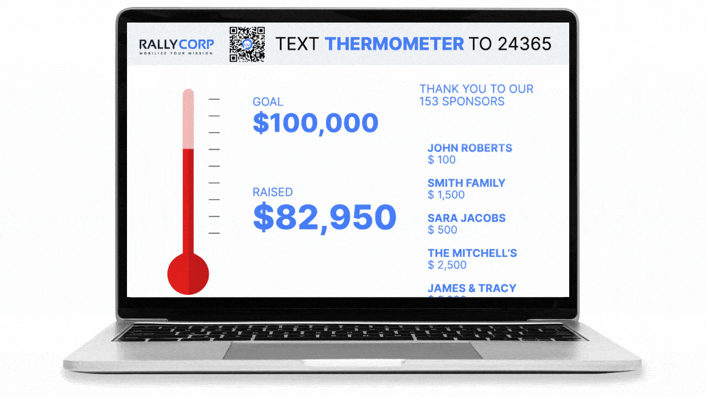 Fundraising thermometer in action.