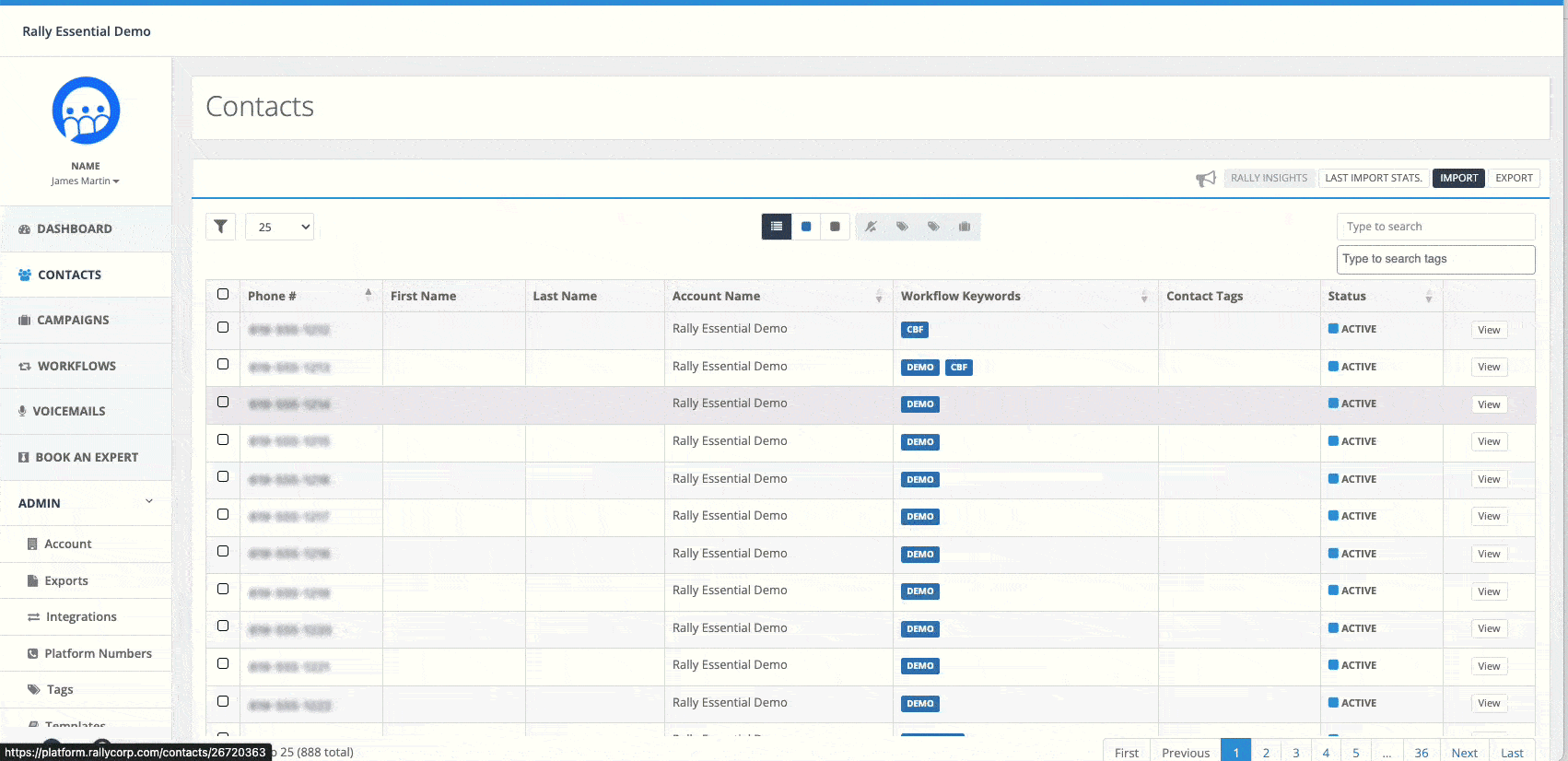Animated GIF of Rally Insights in action.